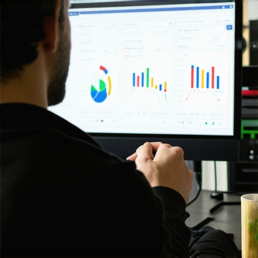 Monitoring Local SEO Success Business owner analyzing local SEO data and maps on a computer for ongoing optimization