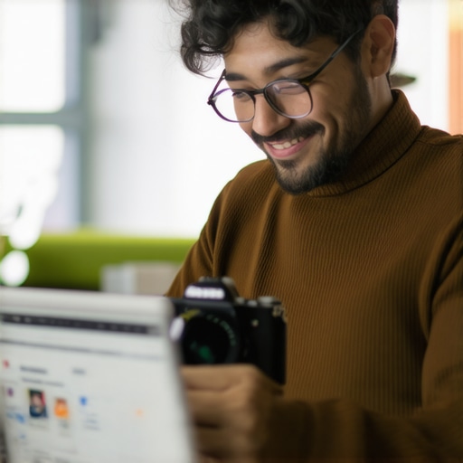 Optimizing GMB Profile in Richmond Richmond business owner updating Google My Business profile on laptop