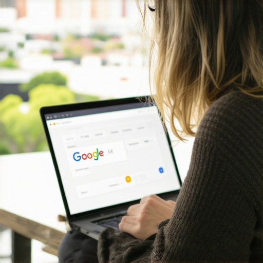 Optimizing GMB Profile in Richmond Person editing Google My Business profile over Richmond cityscape