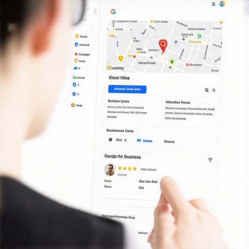 Person editing Google My Business profile on computer with local search insights