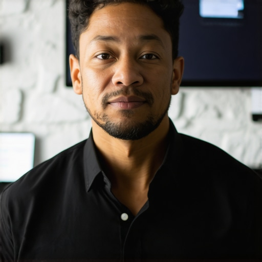 Business owner updating Google My Business listing with Richmond cityscape background.