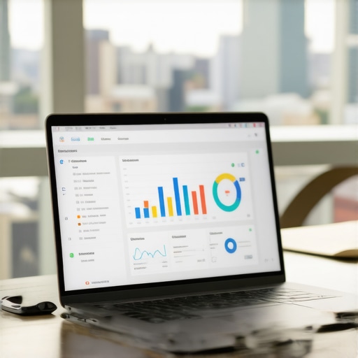 SEO Tools and Richmond Skyline Laptop showing SEO analytics with Richmond skyline