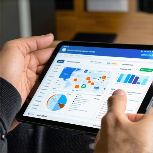 Analyzing Local SEO Data with Digital Tools A digital tablet displaying local SEO analytics and maps, representing ongoing SEO maintenance.