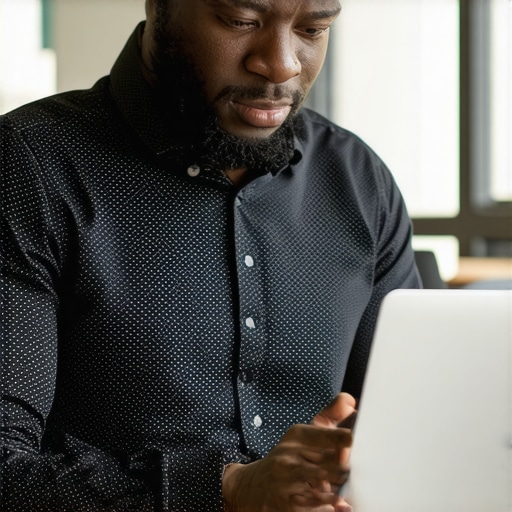 Richmond business owner editing Google profile on laptop