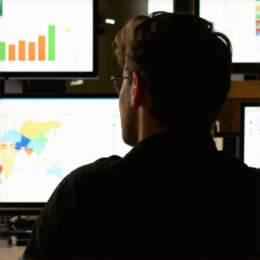 Digital marketer reviewing local SEO analytics on screens