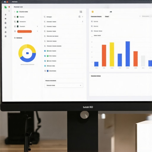 Screenshot of SEO tools on a computer monitor showing citation audit and rank tracking dashboards.