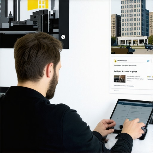 Business owner optimizing Google My Business profile with Richmond landmarks and signage