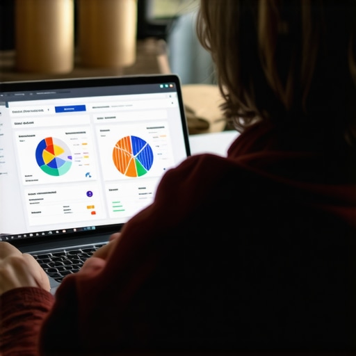 Business owner analyzing SEO data with charts on a laptop