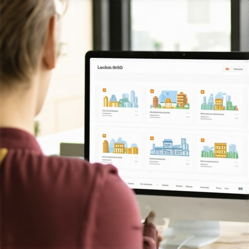 Person reviewing local SEO analytics with Richmond landmarks in background