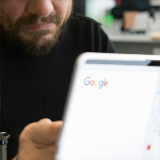 Richmond business owner checking Google My Business profile on laptop for map pin issues.